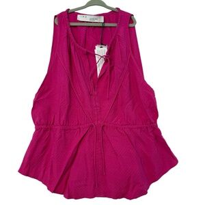 IRO Blouse Womens 34 XS Fuchsia Peplum Top Preppy Parisian Chic Designer Baddie